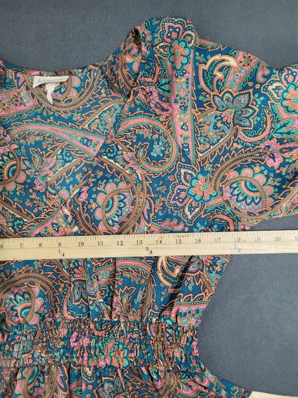 boemo Womens LG Anthropologie Paisley Flowy Maxi Dress Festival Boho Romantic - Picture 5 of 7